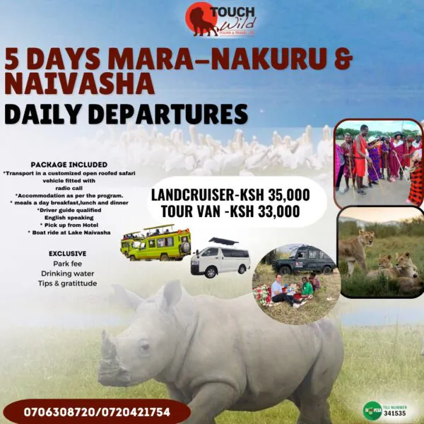5 DAYS MARA-NAKURU & NAIVASHA DAILY DEPARTURES